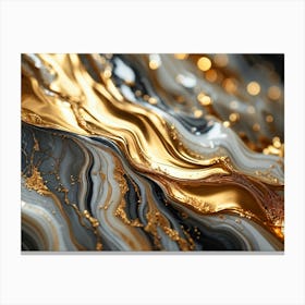 Abstract Marble Texture Swirls Of Gold And Silver Intertwining In A Lavish Dance Of Opulence Palet 2 1 Canvas Print