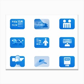 People Control Holiday Set Mass Media Service Device Icon Food Industry Blue Information (30) Canvas Print