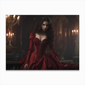 A lady in red coat Canvas Print