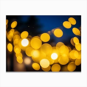 Gold And Yellow Garland Illuminating The Dark Night In Abstract Bokeh Style Blurred Sparkle Like An Canvas Print