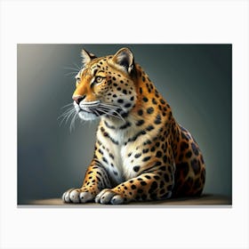 Leopard Sitting With Alert Expression Canvas Print