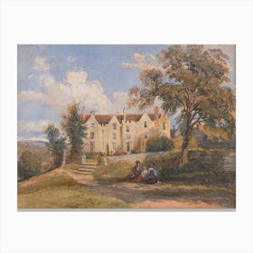 Group Seated In Grounds Of A Large House, David Cox Canvas Print