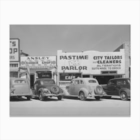Shops On The Main Street Of The Oil Boom Town, Hobbs, New Mexico By Russell Lee Canvas Print