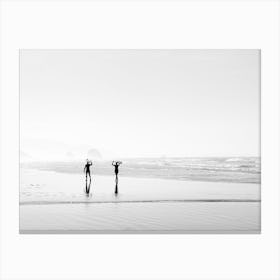 People Walking On Beach Canvas Print