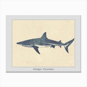 Pelagic Thresher Shark Grey Silhouette 1 Poster Canvas Print