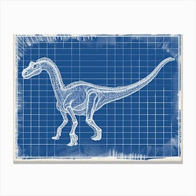 Detailed Blue Dinosaur Blueprint Canvas Print