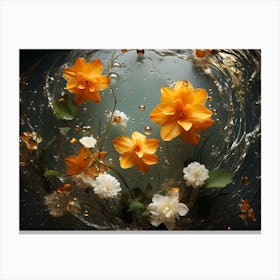 Flowers In Water Canvas Print