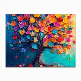 Elegant Colorful Tree With Vibrant Leaves Hanging Branches 19 Canvas Print