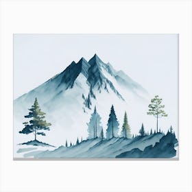 Mountain And Forest In Minimalist Watercolor Horizontal Composition 300 Canvas Print