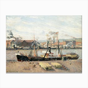 Port Of Rouen, Unloading Wood (1898), Camille Pissarro Canvas Print