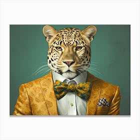 Leopard In A Suit Canvas Print