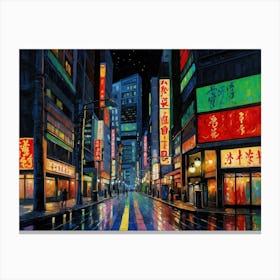 Rainy Night In Tokyo 3 Canvas Print
