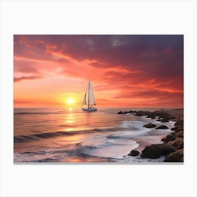 Default Seaside Sunset A Picture Of The Sun Setting Over Canvas Print