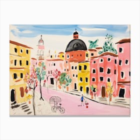 Rome Italy Cute Watercolour Illustration 4 Canvas Print