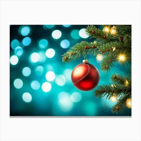 Christmas Tree Ball Background Holiday Merry Celebration Pine Ornament Glow Happy Design (19) Canvas Print