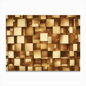 A Grid Of Golden Cubes Stacked Together, Creating A Textured And Geometric Background Canvas Print