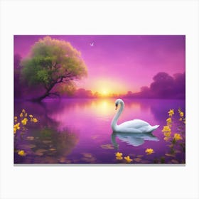 Swan In The Lake Canvas Print