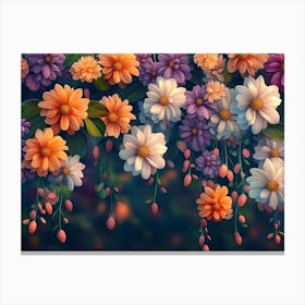 Colorful Flowers Wallpaper 6 Canvas Print