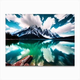 Mountain Lake With Clouds Canvas Print
