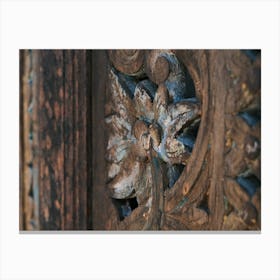 Woodwork on a old Door // Ibiza Travel Photography Canvas Print