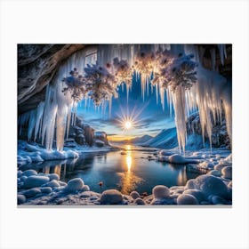 Ature Eternal Frost In A Secluded Glacial Cave (1) Canvas Print