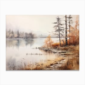 A Painting Of A Lake In Autumn 5 Canvas Print