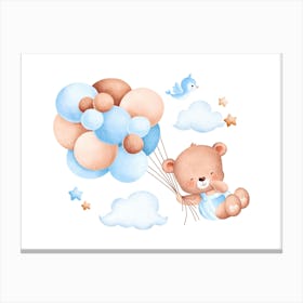 Teddy Bear With Balloons Kids and Nursery 8 Canvas Print