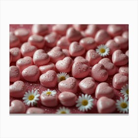 Pink Hearts On A Pink Background Canvas Print