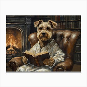 Classy Airedale At The Bar 4 Canvas Print