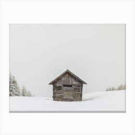 Wooden cabin In The Snow | Minimal art | Austria Canvas Print