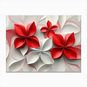 3d Red and White Flower Artwork Design Beautiful Canvas Print