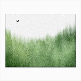 Watercolor Of A Green Forest Canvas Print