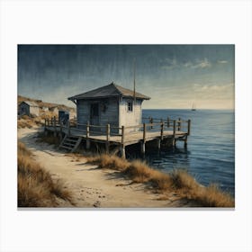 'The Beach Hut' Hamptons style Canvas Print