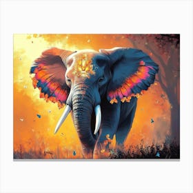 Fantasy Illustration Of A Wild Elephant 1 Canvas Print