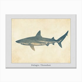 Pelagic Thresher Shark Grey Silhouette 4 Poster Canvas Print