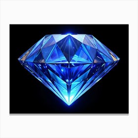 Blue Diamond On Black Background Canvas Print