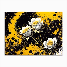 Flowers On A Black Background Canvas Print