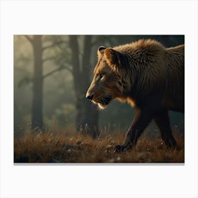 Lion In The Woods Canvas Print