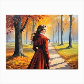 Woman In A Red Coat Canvas Print