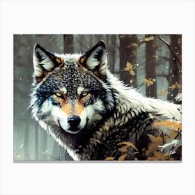 Wolf In The Woods 24 Canvas Print