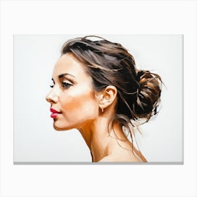 Side Profile Of Beautiful Woman Oil Painting 72 Canvas Print