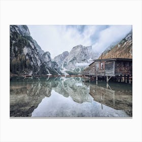 Dolomites Mountains Lake Canvas Print