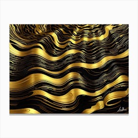 Gold Waves Abstract modern Golden art Canvas Print