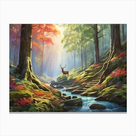 Deer In The Forest 6 Canvas Print