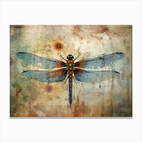 Dragonfly Illustration Meadow Watercolour 2 Canvas Print