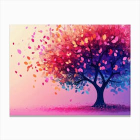 Elegant Colorful Tree With Vibrant Leaves Hanging Branches 3 Canvas Print