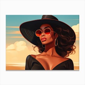 Illustration of an African American woman at the beach 61 Canvas Print