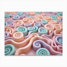 A Playful And Abstract Composition Of Pastel Colored Spirals And Curves, Creating A Sense Of Depth And Movement Canvas Print