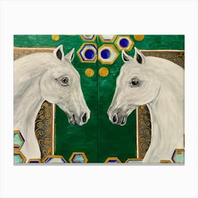 Two White Horses Canvas Print