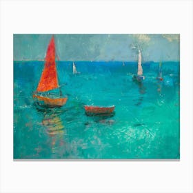 Sailboats In The Sea 13 Canvas Print